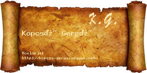 Kopcsó Gergő névjegykártya